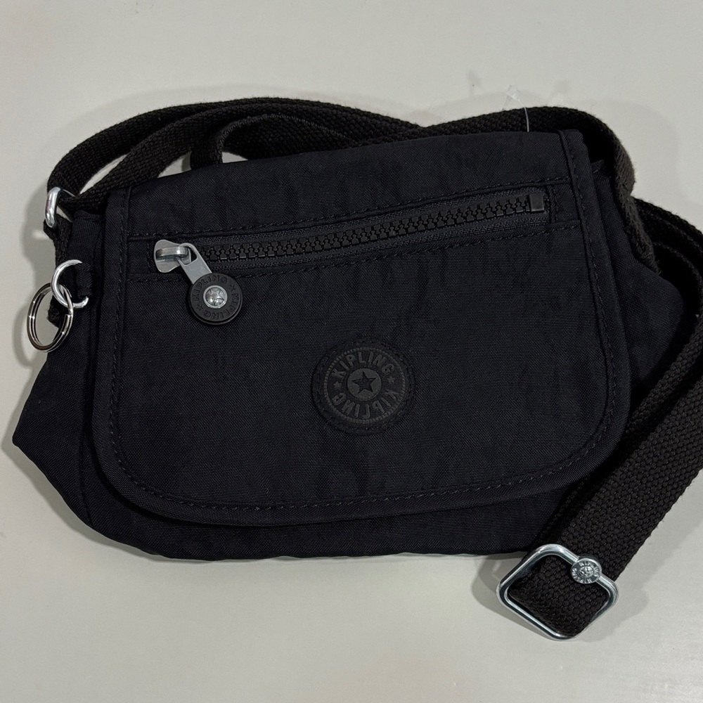 Kipling Black Sabian Mini Crossbody Bag with Silver Accents